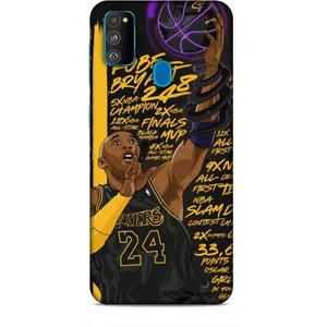 Samsung Galaxy M30S Kılıf Basketbolcular 7 Kobe 24 Siyah Sarı Desenli Kılıf