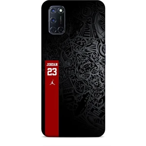 Oppo A72 Kılıf Basketbolcular 4 Jordan 23 Siyah Kırmızı Silikon Kılıf