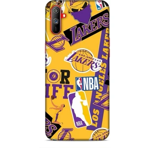 Realme C3 Kılıf Basketbolcular 11 Sarı Mor Los Angeles 4K Baskılı Kılıf