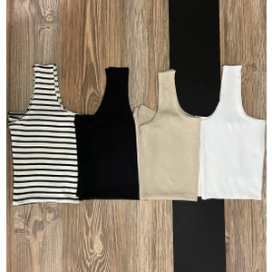 Sky Black 4 Adet Klasik Kadın Atlet 4 Renk