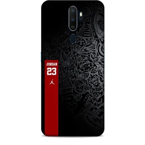 Oppo A5 2020 Kılıf Basketbolcular 4 Jordan 23 Siyah Kırmızı Silikon Kılıf