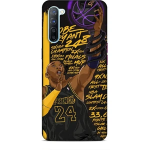 Oppo Reno 3 Kılıf Basketbolcular 7 Kobe 24 Siyah Sarı Desenli Kılıf