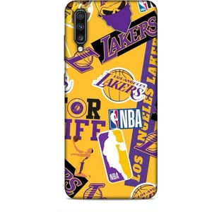 Samsung Galaxy A70 Kılıf Basketbolcular 11 Sarı Mor Los Angeles 4K Baskılı Kılıf