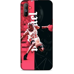 Realme C3 Kılıf Basketbolcular 5 Jordan Bulls Beyaz Koruma Kılıfı
