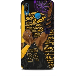 Huawei P20 Lite Kılıf Basketbolcular 7 Kobe 24 Siyah Sarı Desenli Kılıf