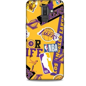 Samsung Galaxy J8 Kılıf Basketbolcular 11 Sarı Mor Los Angeles 4K Baskılı Kılıf