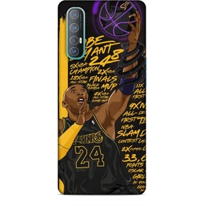 Oppo Reno 3 Pro Kılıf Basketbolcular 7 Kobe 24 Siyah Sarı Desenli Kılıf