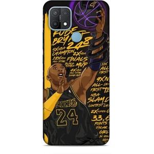 Oppo A15 Kılıf Basketbolcular 7 Kobe 24 Siyah Sarı Desenli Kılıf