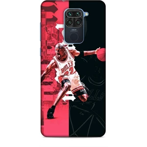 Xiaomi Redmi Note 9 Kılıf Basketbolcular 5 Jordan Bulls Beyaz Koruma Kılıfı