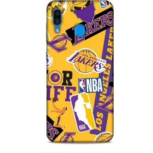 Samsung Galaxy A30 Kılıf Basketbolcular 11 Sarı Mor Los Angeles 4K Baskılı Kılıf