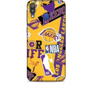 Samsung Galaxy M20 Kılıf Basketbolcular 11 Sarı Mor Los Angeles 4K Baskılı Kılıf