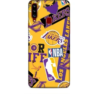 Samsung Galaxy A20S Kılıf Basketbolcular 11 Sarı Mor Los Angeles 4K Baskılı Kılıf