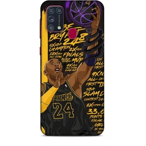 Samsung Galaxy M31 Kılıf Basketbolcular 7 Kobe 24 Siyah Sarı Desenli Kılıf