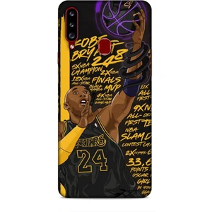 Samsung Galaxy A20S Kılıf Basketbolcular 7 Kobe 24 Siyah Sarı Desenli Kılıf