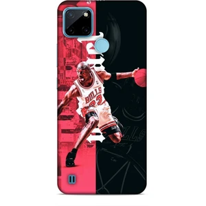 Realme C21Y Kılıf Basketbolcular 5 Jordan Bulls Beyaz Koruma Kılıfı