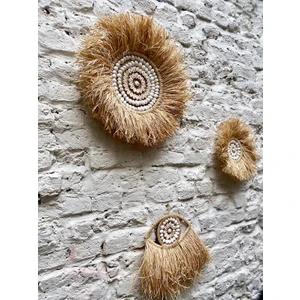 Maison Avf 3'lü Set Rafya Deniz Kabuklu Model & Tüm Çap 30-50 cm & Yarım Göz