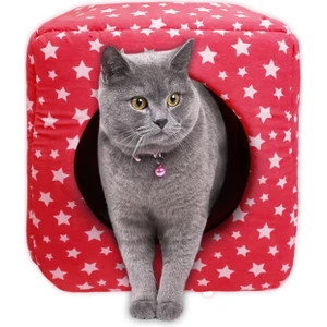 Sdy Pet Üç Fonksiyonlu Kedi Köpek Kapalı Kare Sünger Yatak - Kırmızı