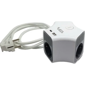 VE-G903YC 3'lü Usb+ Type-C Girişli Anahtarlı 1.5 Metre Grup Priz