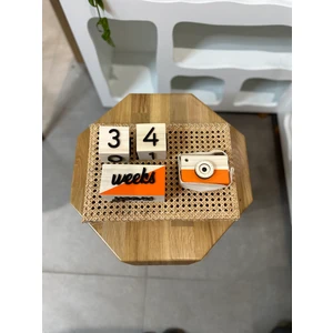 Baykuş Craft Mimarlık Renkli 3 Boyutlu Bebek Ahşap Hatıra Küpü Anı Küpü + Ahşap Fotoğraf Makinesi Seti / Ingilizce