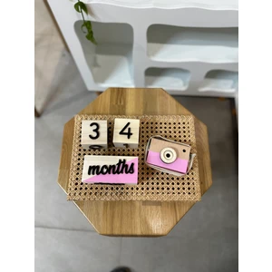 Baykuş Craft Mimarlık Renkli 3 Boyutlu Bebek Ahşap Hatıra Küpü Anı Küpü + Ahşap Fotoğraf Makinesi Seti / Ingilizce