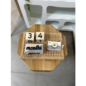 Baykuş Craft Mimarlık Renkli 3 Boyutlu Bebek Ahşap Hatıra Küpü Anı Küpü + Ahşap Fotoğraf Makinesi Seti / Ingilizce