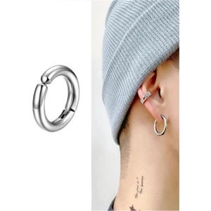 Sıkıştırmalı Deliksiz Fake 316L Paslanmaz Cerrahi Çelik Unisex Küpe Kıkırdak Küpe Ear Cuff (1 Adet) 12 mm