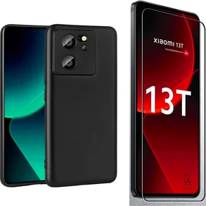 Xiaomi Mi 13T ile Uyumlu Kılıf Soft Yumuşak Telefon Kılıfı ve Temperli Cam Ekran Koruyucu