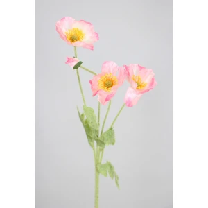 Yapay Çiçek Deposu Yapay Çiçek 4lü Gelincik Dalı 60 cm Açık Pembe