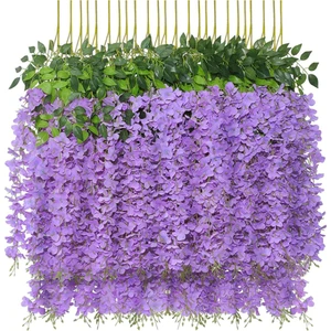 Yapay Çiçek Deposu Yapay Sarkan Akasya Çiçeği 80-110 cm Lila-Mor 12LI Paket