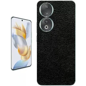 ECR MOBILE Honor 90 İle Uyumlu Deri Desenli Siyah Arka Kaplama