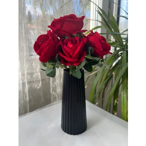 Love Candle Dekor Siyah Vazo, Bohem Uzun Çizgili Konik Siyah Vazo