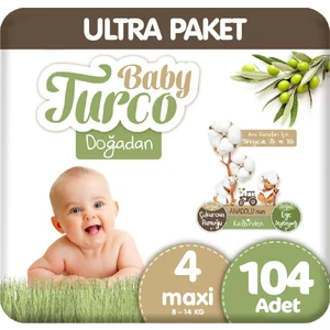 Baby Turco Doğadan Ultra Paket 4 Beden Bebek Bezi 104 Adet