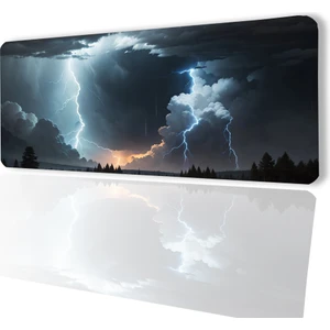 Sonic Touch Göklerin Ay Yıldızı Şimşek Temalı Kaymaz Gaming Oyuncu Dikişsiz Klavye Mouse Pad 32X70CM