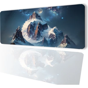 Sonic Touch Yükselen Zafer Ay Yıldızlı Dağ Zirvesi Temalı Kaymaz Gaming Oyuncu Dikişsiz Klavye Mouse Pad 32X70CM