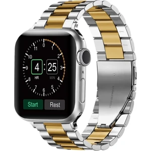 Apple Watch Paslanmaz Çelik Kordon (38mm / 40mm / 41mm /SE Uyumlu) Gümüş Altın