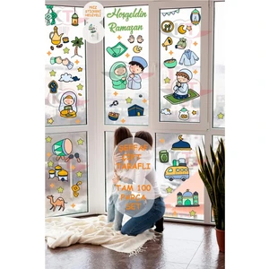 Kt Grup Hoşgeldin Ramazan Çift Taraflı Şeffaf Sticker Seti 100 Parça Yeni Ürün Priz Sticker Hediyeli