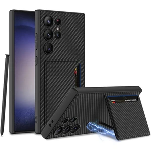 Samsung Galaxy S24 Ultra Kılıf Pu Deri Kamera Sürgülü Kartlıklı Kıpta Kapak