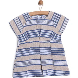 Babyz Çizgili Brode Elbise Kız Bebek