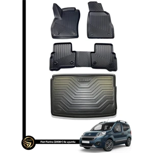 Fiat Fiorino  3D Havuzlu Paspas 2008-2023 + Bagaj Havuzu Araca Özel Dolcex Kauçuk Set