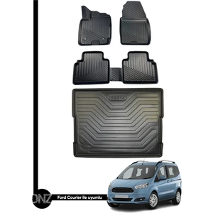 Ford Courier 3D Havuzlu Paspas + Bagaj Havuzu Araca Özel Dolcex Kauçuk Set