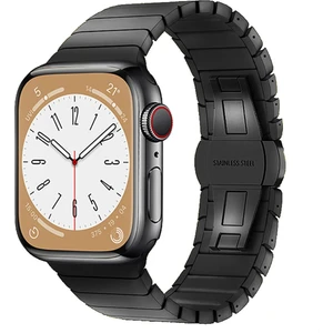 Bilişim Aksesuar Apple Watch Ultra/ultra 2 Uyumlu Kordon 41MM 40MM 38MM Metal Fine Steel Kordon Apple Watch Serisi 9 8 7 6 5 4 3 2 1 Se Titanyum Paslanmaz Kordon Siyah