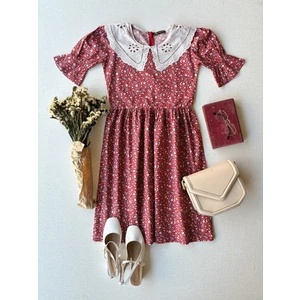 Küçüğüm Butik Kadın Vintage Fisto Yakalı Poplin Elbise
