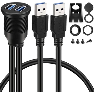 Sant Kuee Port Çift USB 3.0 Aux Gömme Montaj Araç Montaj Uzatma Kablosu Araba Kamyon Tekne Motosiklet Kontrol Paneli Için - 3ft (Yurt Dışından)