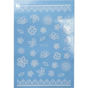 Beyaz dantel Çiçekler Desenli Su Transferli Nail Art Süsü-Tırnak Decal Sticker