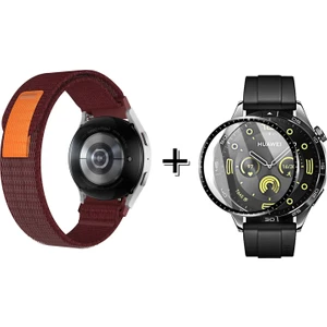 Huawei Watch Gt4 46MM Için Cırtlı Hasır Kumaş Kordon Kayış + Ekran Koruma Filmi - FC153