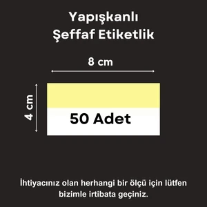 Şeffaf Etiket 50 Ad Pvc Etiketlik Yapışkanlı 8x4 cm Raf Etiket Cebi Yapışkanlı Şeffaf Ürün Etiketliği Isimlik