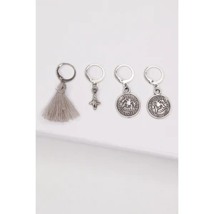 Gümüş Madalyon Küpe Seti