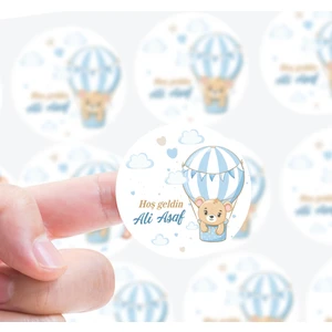 Kişiye Özel Doğum Günü - Hoşgeldin Bebek Etiketi Çap 4 cm 100 Adet Kız ve Erkek Model Seçenekli