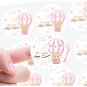 Kişiye Özel Doğum Günü - Hoşgeldin Bebek Etiketi Çap 4 cm 100 Adet Kız ve Erkek Model Seçenekli