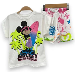 Lolli Boom Kids Yeni Sezon Kız Çocuk Mickey Mouse Baskılı T-Shirt Şort Takım 2'li Set